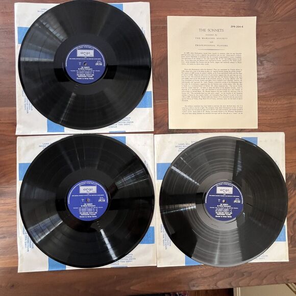 Works OF Shakespeare The Sonnets 3xLP Box Set 1972 Argo ZPR 254-6 - Picture 3 of 11